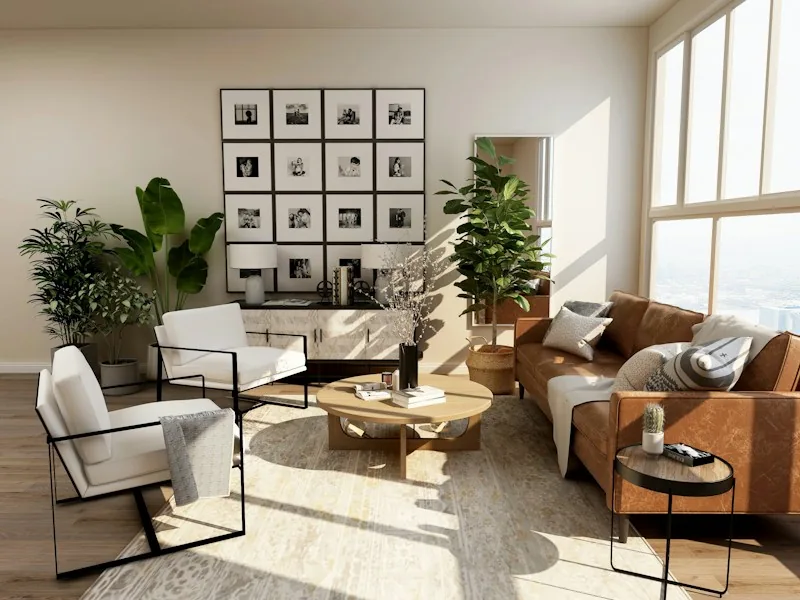 Warm materials and natural light in an illustrative home interior