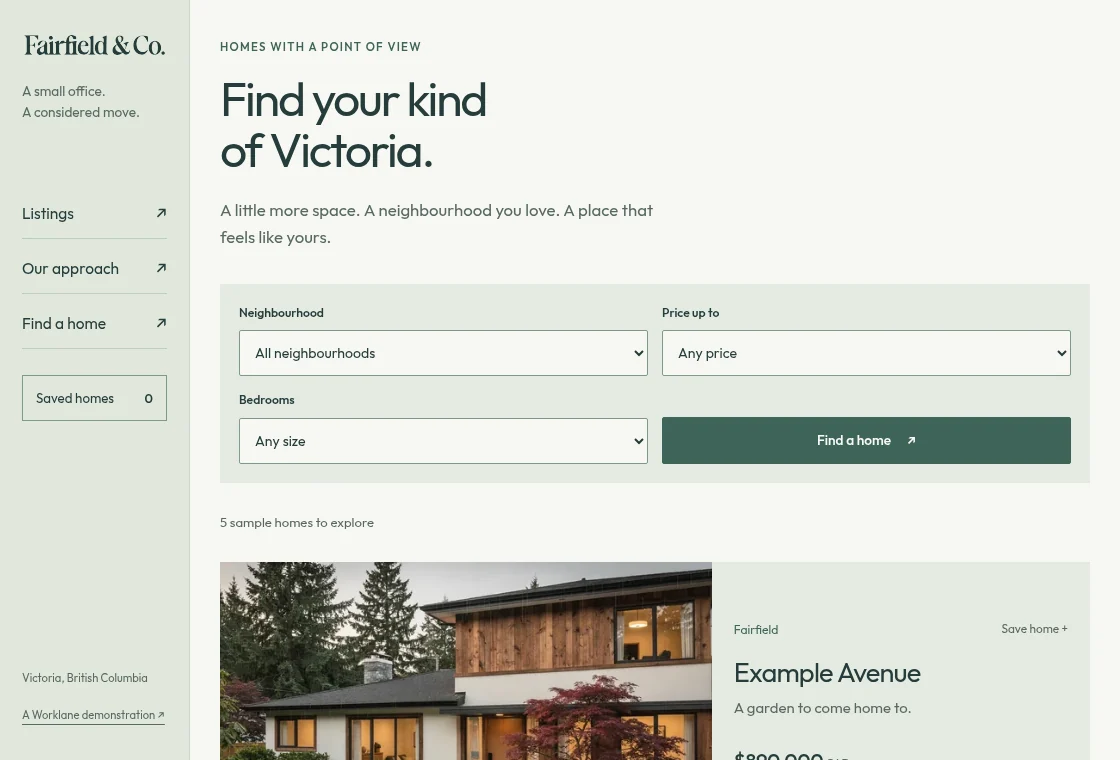 Fairfield and Co sample real estate website